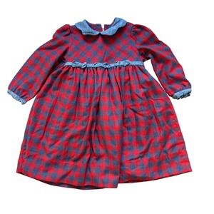 Claire & Charlie Dress Kids Red Excellent Buffalo Check Bows SIZE 3T